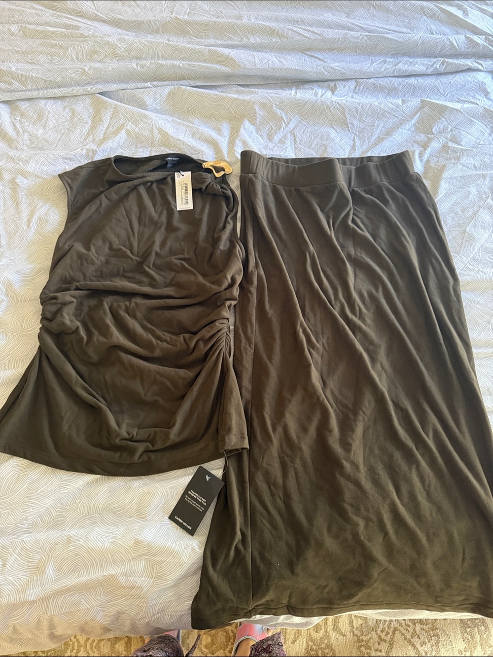 Karen Millen Olive Maxi Skirt set in brown